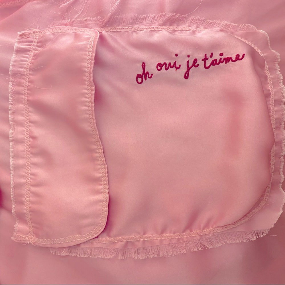 Free People Light Pink/Cherry Blossom “Like Honey” LongSleeve Satin Pajama Shirt
